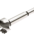 Close-up of 2-1/4 Inch Saw-Toothed Forstner Bit D1017 for woodworking holes, precision cutting, heavy duty drill bit made in USA.