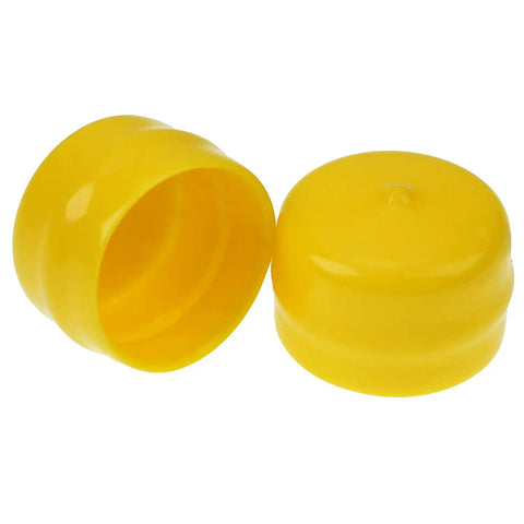 Axle Cap Bearing Cover M143338 for John Deere lawn mower showing durable yellow plastic gearbox shield