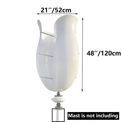 Side view of 800W Vertical Wind Turbine Kit With 12V 24V 48V Configs, 3 Blade Maglev Wind Generator With MPPT Controller, 48 inches tall