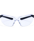 Badass WrapAround Safety Glasses With Hella Comfort Nylon Frame And Tight Adjustable Arms For Top Shelf Polycarbonate Lens Eye Protection On Industrial Heavy Duty Jobsites - Front view showing clear polycarbonate lenses.