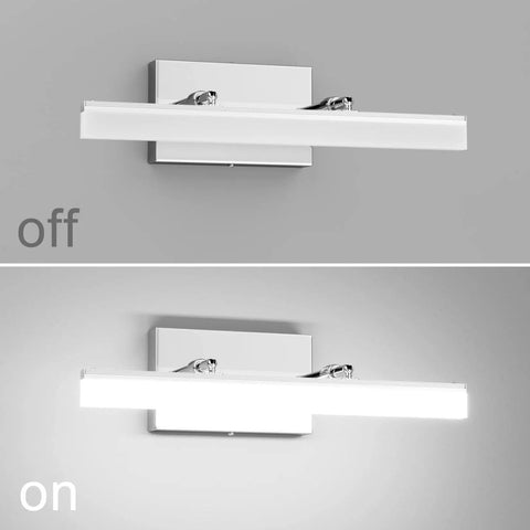 LED Vanity Lights 15.7 Inch Adjustable Bathroom Wall Light Over Mirror Chrome Modern Vanity Lighting 5500K Daylight off and on