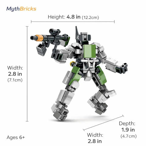 Awesome STEM Robot Building Kit For Teens And Adults Build A Large Warrior Bot And A Smaller Sidekick Mech With 158 Piece Kit Hands On Engineering Toy For Creative Minds, 4.8 in ABS robot model