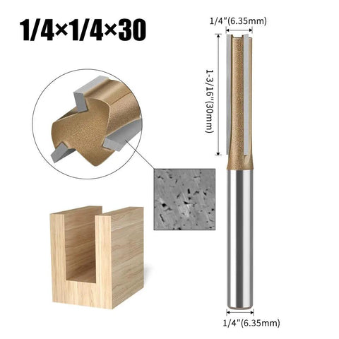 Close-up of router bit from Six Piece CNC Router Bits Set With One Quarter Inch Shank For V Groove And Round Nose Engraving