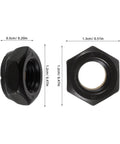 Heavy Duty M8 Locking Nuts For Skateboard Trucks 50 Piece Bombproof Iron Hardware Kit, showing dimensions and details.