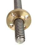 Kickass T20 Lead Screw For 3D Printers, showing detailed stainless steel threaded rod with bronze nut, precision 20mm diameter.