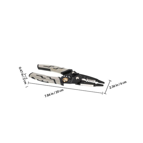 Pretyzoom 7-In-1 Cable Stripper And Crimper For Electricians, 7.86in steel tool with ergonomic handles for wire stripping and crimping.
