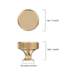 Top and side view of Matte Gold Knurled Cabinet Knobs Ten Pack For Dresser And Kitchen Cabinets, 1.2 inch diameter, dimensions labeled.