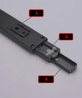 Close-up of 550mm Push To Open No Fuss Soft Close Built Tough Metal Runners With Ball Bearing Side Mount For Fully Extended Smooth Glide