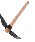 Heavy Duty Garden Pick And Weeding Tool Forged One Piece High Carbon Steel Mattock with wooden handle for breaking ground.