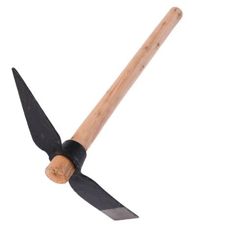 Garden Hoe Pick Heavy Duty Multipurpose Hand Tool For Digging Weeding And Soil Turning Durable One Piece Forged Design With Solid Wood Handle