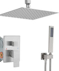 10 Inch Ceiling Mounted Shower System With Rain Mixer And Rainfall Head Brushed Nickel Finish All Metal Construction Solid Brass Mixing