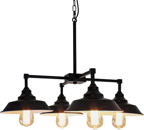 Four Light Black Kitchen Island Pendant Light With Dope Industrial Farmhouse Style Modern Metal Ceiling Hanging Fixture Chandelier.