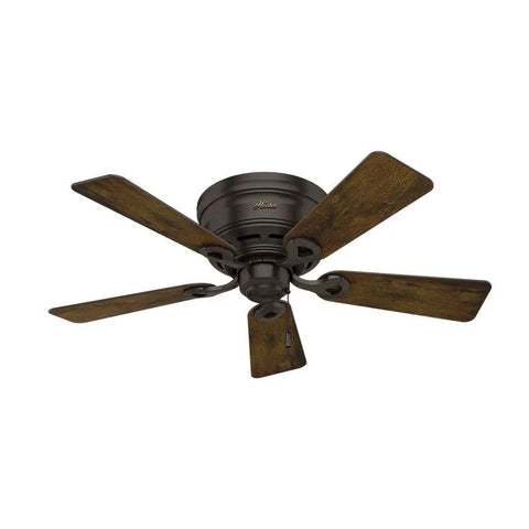42 Inch Haskell Premier Bronze Low Profile Ceiling Fan With LED Light Kit And Pull Chain Whisper Wind Multi Speed Reversible Motor