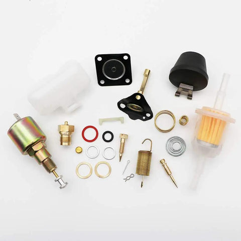 Top view of Carburetor Rebuild Kit For VW Solex Brosol Bocar 28 PICT To 34 PICT-3 Stock Carburetor Repair With Float And 12V Cutoff Valve