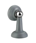 Ditch The Drill Grab This Gray Silicone Magnetic Door Stopper With Anti Collision Catch Holder, side view.
