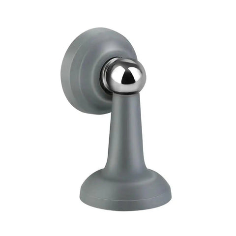 Ditch The Drill Grab This Gray Silicone Magnetic Door Stopper With Anti Collision Catch Holder, side view.