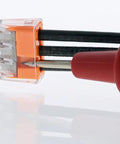 Side view of Push-In Wire Connectors Assorted Pack 2-Port 3-Port 4-Port 75 Pieces No-Twist Design with wires inserted