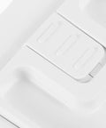 Close-up of Two Pack Kid Safe Proof Cabinet Locks For Kitchen And Home Safety Plastic Drawer Latches with sliding mechanism