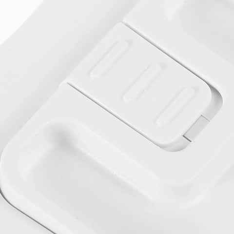 Close-up of Two Pack Kid Safe Proof Cabinet Locks For Kitchen And Home Safety Plastic Drawer Latches with sliding mechanism