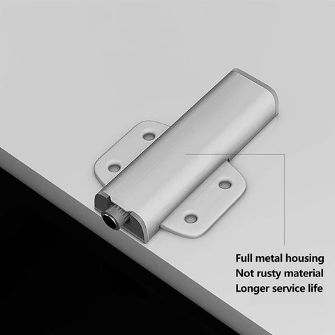 Push To Open Cabinet Latch Set Magnetic Door Touch Latches For Drawer Closure 2 Pack, shown with full metal housing