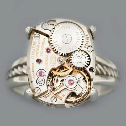 Steampunk Gear Ring With Time Traveler Design Metal Alloy Mechanical Ring Dope Biker Hip Hop Style Unisex Ring Size 10