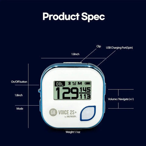 Voice 2S Plus Talking Golf GPS Rangefinder With Clip On Hat Mount, Real Time Audio Distances To Front Center And Back Of Green, Blue