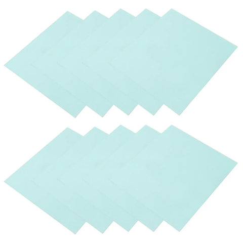Premium Polycarbonate Welding Helmet Replacement Cover Lens Kit, 10 Pack Spare Transparent Front Plates laid flat.
