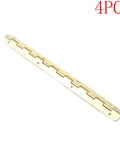 Sturdy As A Rock Gold Metal Piano Hinges Extended Folding Butt Strip Hardware For Cabinets Doors And Home Upgrade Bundled With All Necessary Mounting Screws Pack Of Four, flat view of four gold hinges.