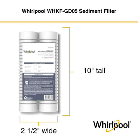 10x2.5 Inch Whole Home Sediment Filter, 5 Micron, 6 Month Life, Reduces Sand, Rust, Silt And Soil For Standard Filter Housings, 2 Pack