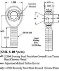 Built Tough 1/2 Inch 4 Link Rod End Kit featuring bungs forged from heat treated 4130 chromoly steel with injection molded Teflon Kevlar race.