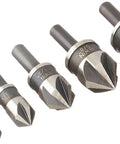 Five Piece Black Oxide Countersink Drill Bit Set With 82 Degree Tip Industrial Grade High Speed Steel For Metal Wood And Plastic