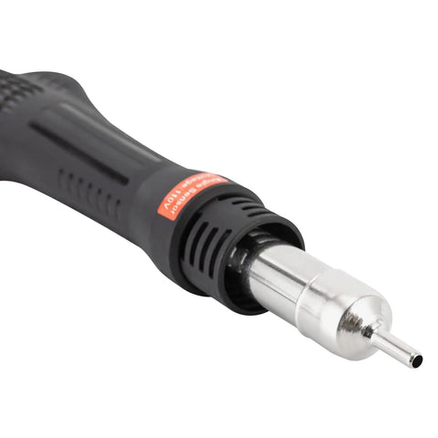 Close-up of nozzle on Hot Air Rework Station 700W 110V with three nozzles for SMD soldering and desoldering.