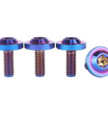 Burnt Blue Ti6Al4V M6 Bolts Torx T40 Set, 4 Pcs With 10 15 20mm Lengths, Pro Grade High Strength Lightweight Screws For Bike Motorcycle Car And Other Vehicles, Ride Ready Torx Fit shown from side and top view