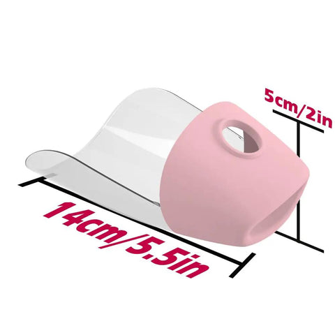 Toddler Faucet Extender 4 Pack Splash Free Sink Water Guide Kid Handwashing Helper image showing dimensions 14cm x 5cm in pink silicone.