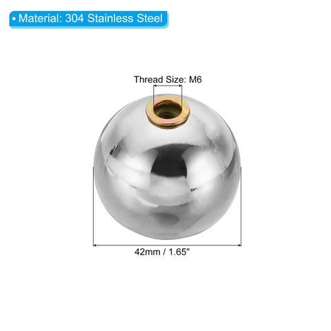 M6x42mm Ball Nuts Knob Hollow Female Thread 304 Stainless Steel Round Blind Hole Screw Cap Cover for Lighting and Machinery Diy Decoration Silver Durable Pro Grade Finish Heavy Duty Build Solid