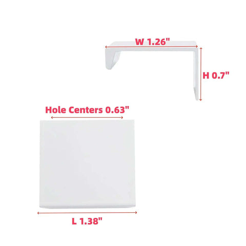Dimensions of 30 Pieces 1.38 Inch Finger Pulls Aluminum Alloy White Cabinet Drawer Hardware With 0.63 Inch Hole Centers For 20mm Thick Panels
