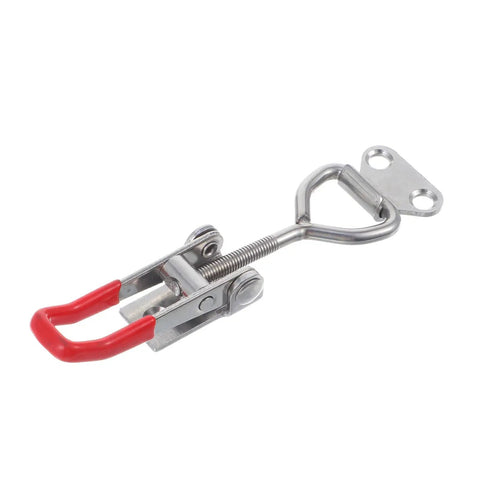 Stainless Steel Toggle Latches With Lock Holes Set Of Two Adjustable 304 Latch Clamps for Smoker Lids, 220 lb capacity, red handle