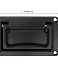 Recessed Flush Pull Handles 4.37 Inch Set Of 2 In Zinc Alloy Black Finish, front view, showcasing dimensions and sleek design