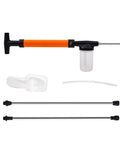 Extended Reach Powder Duster Wand System For Uniform Dusting And Spray Application with orange handle and accessories