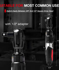 3/8 Inch Professional Air Ratchet Wrench Kit With 1/2 Inch Drive Adapter for Auto Maintenance, showing measurements