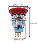 Stainless Steel 22mm Latching Emergency Stop Push Button Switch With 3A 12-220V Connection Plug 1NO 1NC Contacts Panel Mount