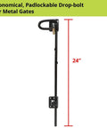 Padlockable Drop Bolt With Padlock Storage For Square Post Metal Gates 24 Inch Length Prevents Dragging And Dropping
