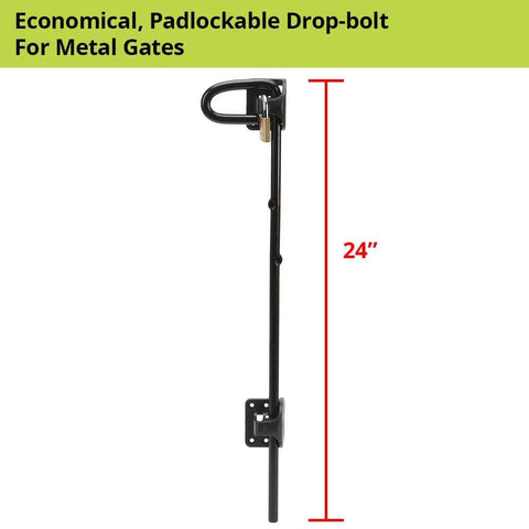 Padlockable Drop Bolt With Padlock Storage For Square Post Metal Gates 24 Inch Length Prevents Dragging And Dropping