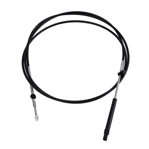 12 Foot Control Cable CC17912 Replacement For Mercury Mariner Outboard Engines, Black, coiled and shown on white background