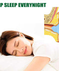 Smiling woman sleeping with ear cutaway illustration, promoting Soft Silicone Sleep Ear Plugs For Noise Reduction Up To 32dB.