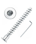 Confirmat Screws M6.3 x 50mm 10 Pack Hex Socket Countersunk Self Tapping Wood Fasteners with Allen key close-up
