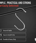 Heavy Duty Stainless Steel S Hooks For Hanging Plants, Utensils, Pots And Clothes, 30 Pack, 3.4 Inch Length, 1.2 Inch Opening on rod