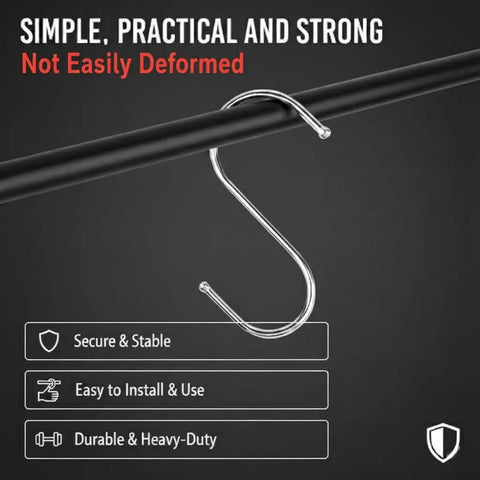 Heavy Duty Stainless Steel S Hooks For Hanging Plants, Utensils, Pots And Clothes, 30 Pack, 3.4 Inch Length, 1.2 Inch Opening on rod