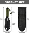 Beast 9 In 1 Portable Camping Shovel Multi Tool with dimensions, paracord handle, sheath, black color, for backpacking and survival gear