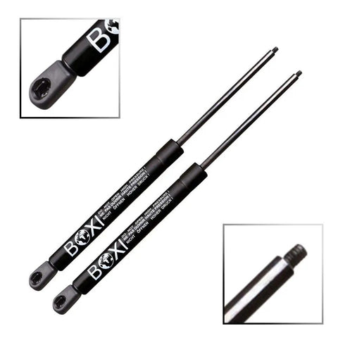 Direct Fit Heavy Duty Pair Liftgate Lift Supports For Chevy Astro 1990 To 2000 And GMC Safari 1992 To 2000 Van Gas Shock Struts, black finish with extended and compressed lengths.